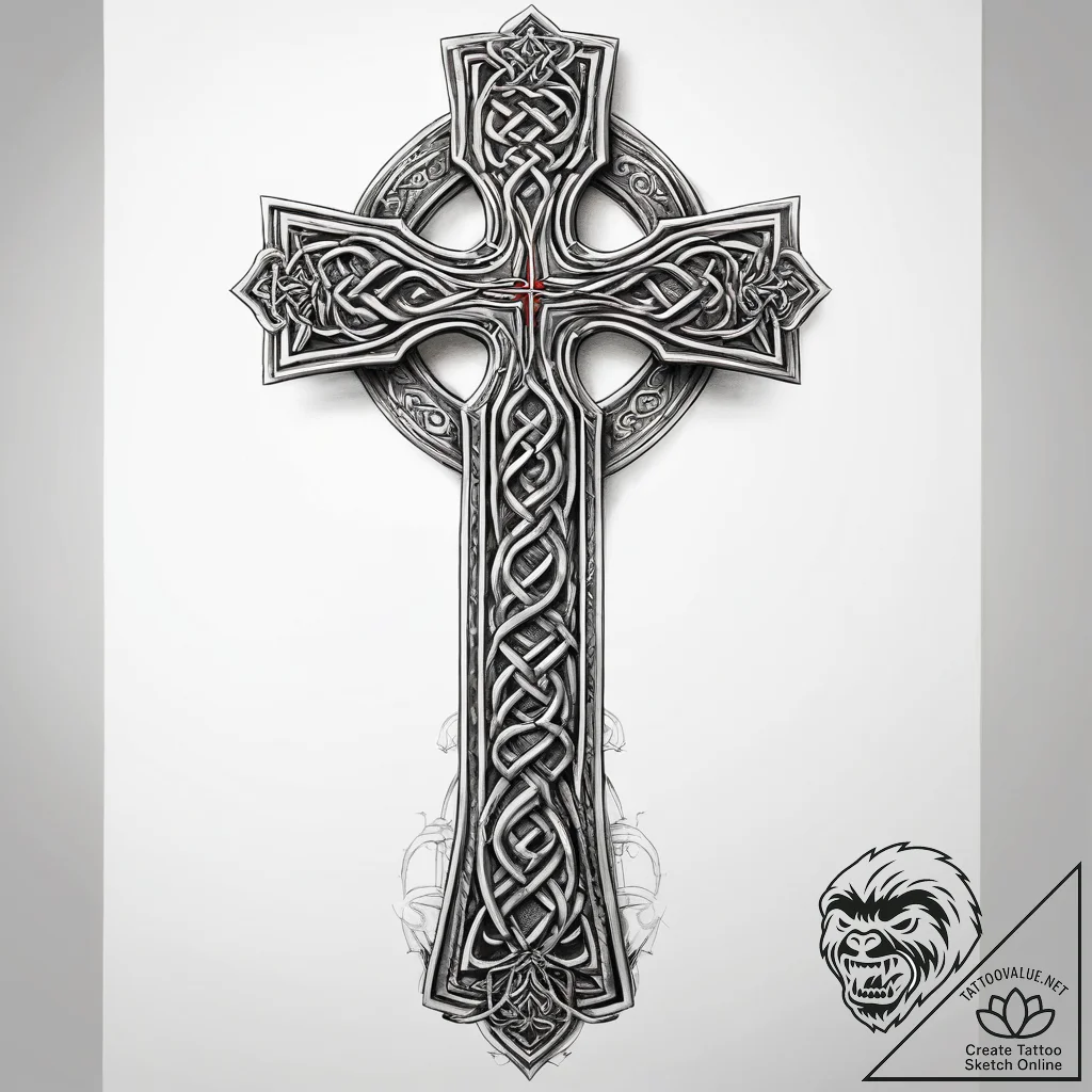 Tattoo sketch celtic cross with intricate kno... - tattoo sketch (№1759208198_0, 30.09.2025 04:56) — tattoovalue.net