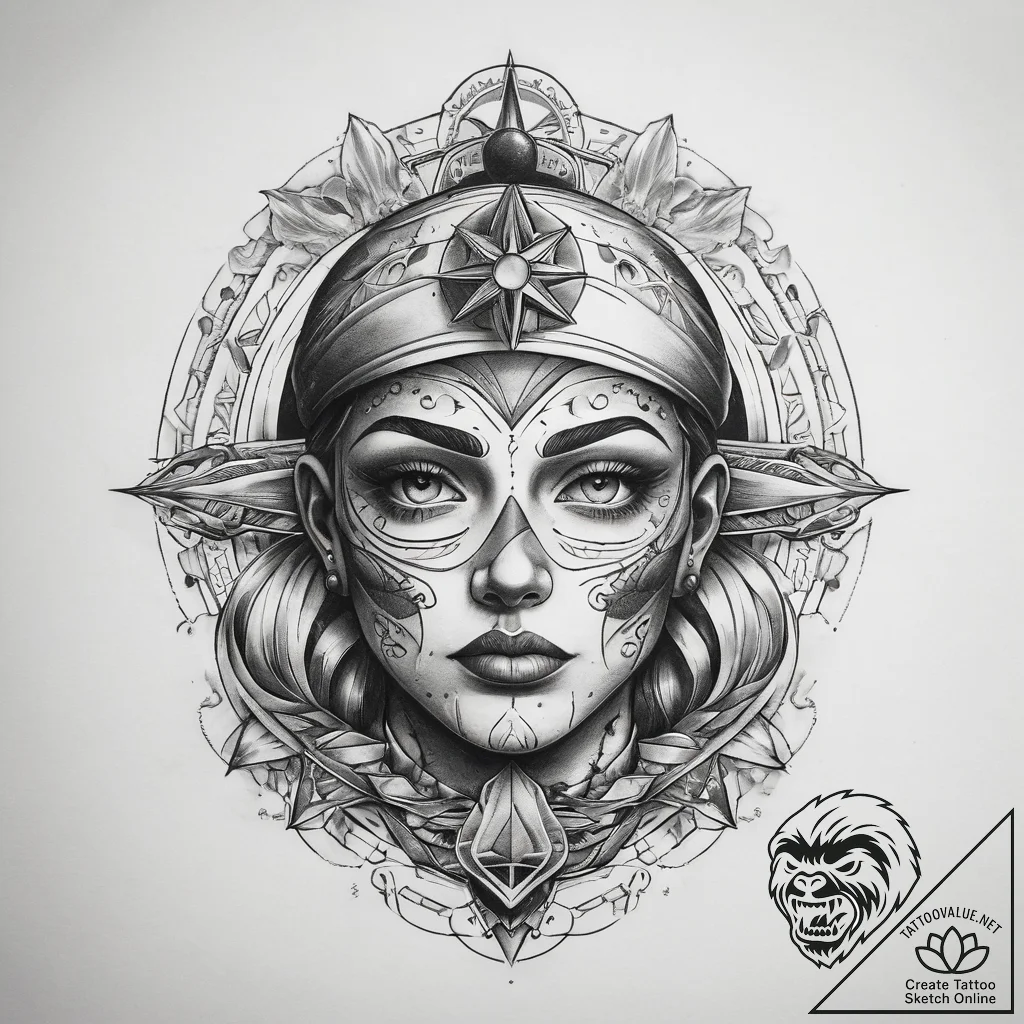 Tattoo sketch cosmic being, artistic tattoo s... - tattoo sketch (№1759209753_0, 30.09.2025 05:22) — tattoovalue.net