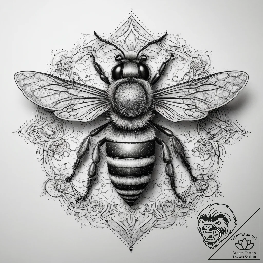 Tattoo sketch honey bee, tattoo drawing outli... - tattoo sketch (№1759211311_0, 30.09.2025 05:48) — tattoovalue.net