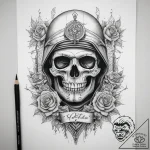 Tattoo sketch soldier with a map, tattoo flas… – tattoo sketch (№1759214824_0, 30.09.2025 06:47) — tattoovalue.net