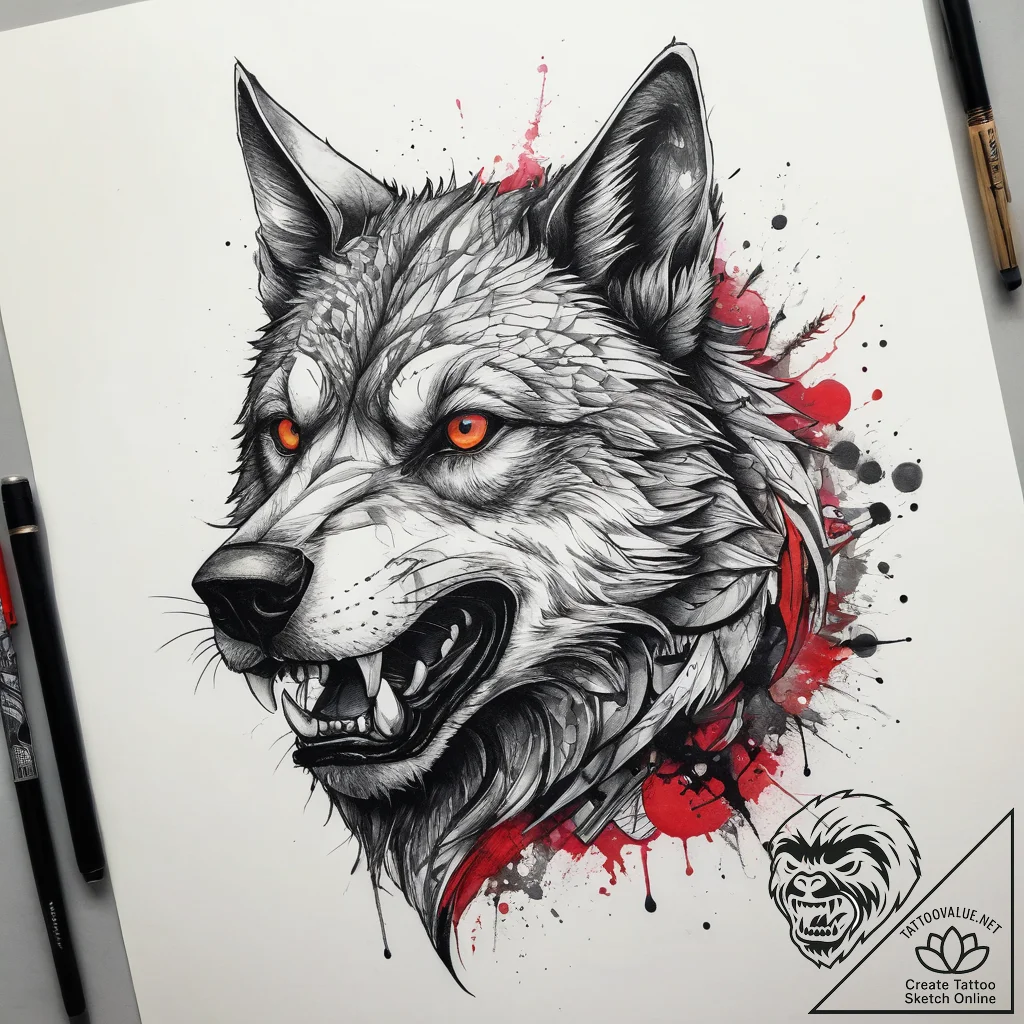 Tattoo sketch werewolf, artistic tattoo sketc... - tattoo sketch (№1759216773_0, 30.09.2025 07:19) — tattoovalue.net