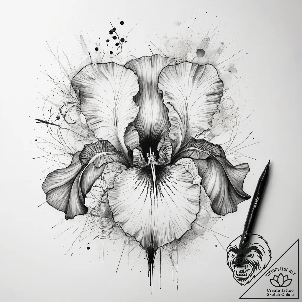 Tattoo sketch iris, tattoo line art, trash po... - tattoo sketch (№1759217360_0, 30.09.2025 07:29) — tattoovalue.net