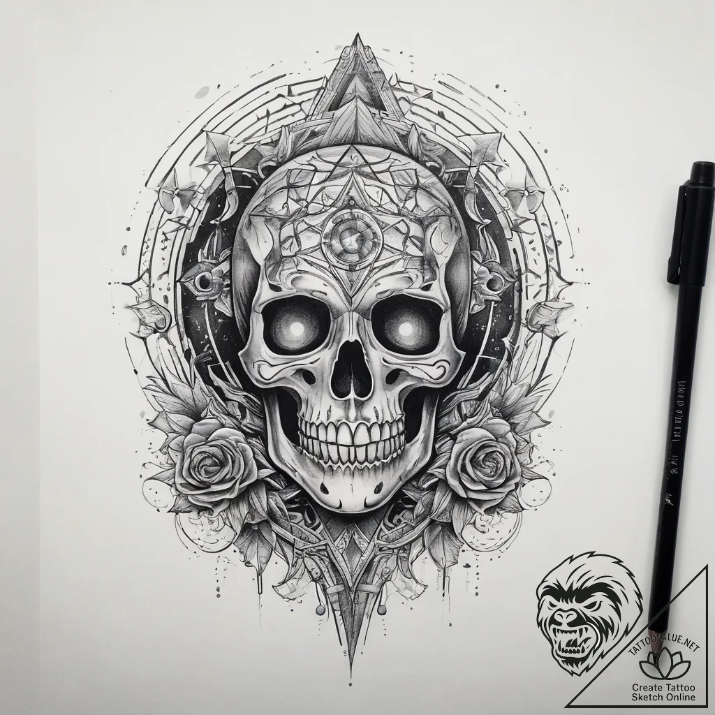 Tattoo sketch cosmic ghost, concept art for t... - tattoo sketch (№1759217555_0, 30.09.2025 07:32) — tattoovalue.net
