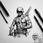 Tattoo sketch soldier with a scissors – tattoo sketch (№1759218337_0, 30.09.2025 07:45) — tattoovalue.net