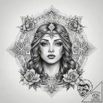 Tattoo sketch holy character, tattoo flash sh… – tattoo sketch (№1759218532_0, 30.09.2025 07:48) — tattoovalue.net