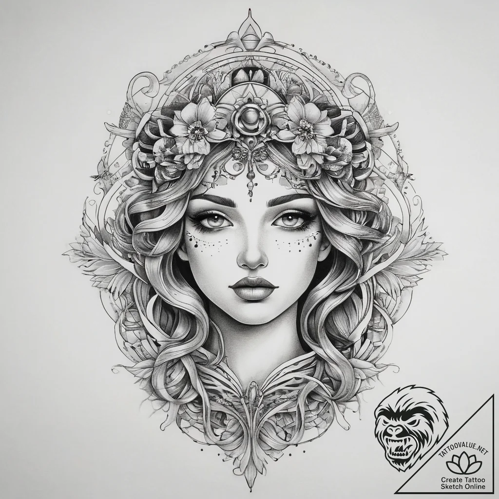 Tattoo sketch beige, ink illustration for tat... - tattoo sketch (№1759222907_0, 30.09.2025 09:01) — tattoovalue.net