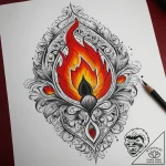 Tattoo sketch fire with a flame, tattoo line… – tattoo sketch (№1759223307_0, 30.09.2025 09:08) — tattoovalue.net