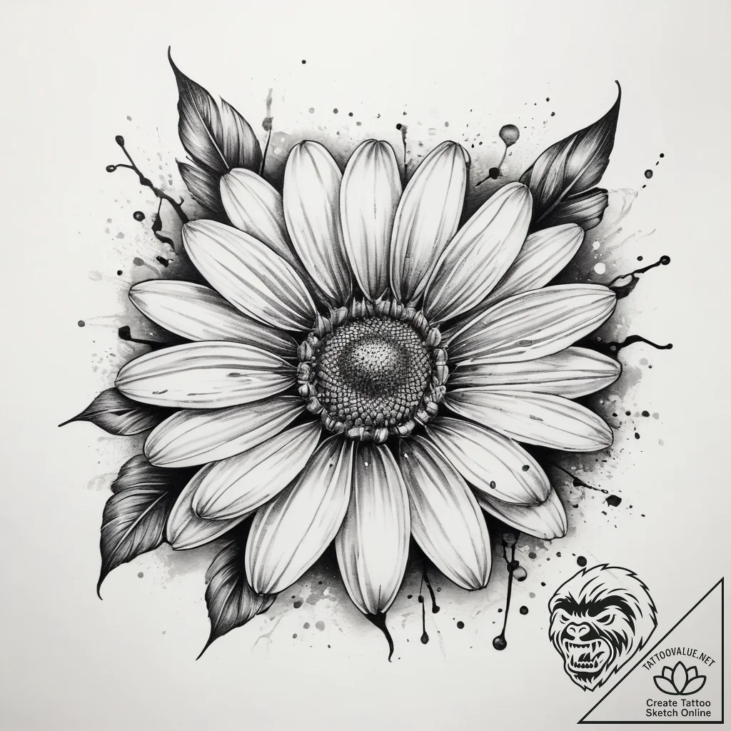 Tattoo sketch daisy with a ladybug, tattoo fl... - tattoo sketch (№1759225864_0, 30.09.2025 09:51) — tattoovalue.net