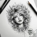 Tattoo sketch makeup brush, tattoo flash shee… – tattoo sketch (№1759227232_0, 30.09.2025 10:13) — tattoovalue.net
