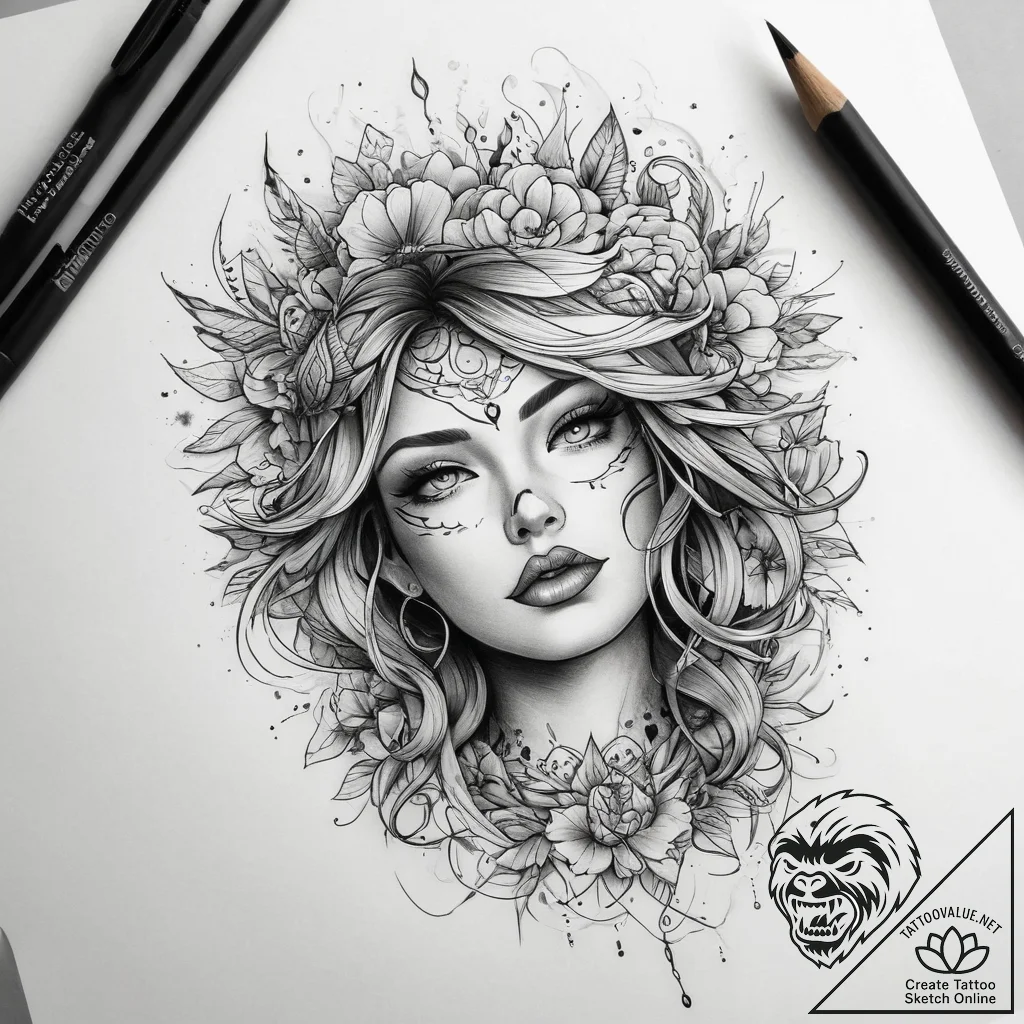 Tattoo sketch makeup brush, tattoo flash shee... - tattoo sketch (№1759227232_0, 30.09.2025 10:13) — tattoovalue.net