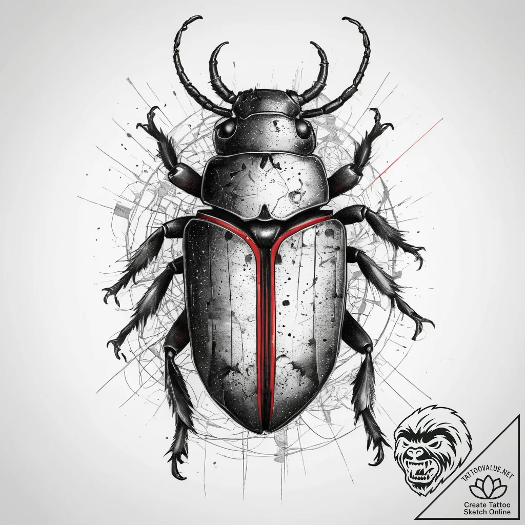 Tattoo sketch clerid beetle, tattoo line art,... - tattoo sketch (№1759227428_0, 30.09.2025 10:17) — tattoovalue.net