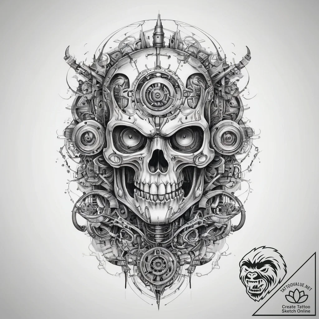 Tattoo sketch biomechanical tattoo - tattoo sketch (№1759228808_0, 30.09.2025 10:40) — tattoovalue.net