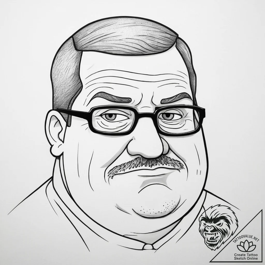 Tattoo sketch family guy peter griffin's head... - tattoo sketch (№1759231632_0, 30.09.2025 11:27) — tattoovalue.net