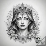 Tattoo sketch spiritual scene – tattoo sketch (№1759232996_0, 30.09.2025 11:49) — tattoovalue.net