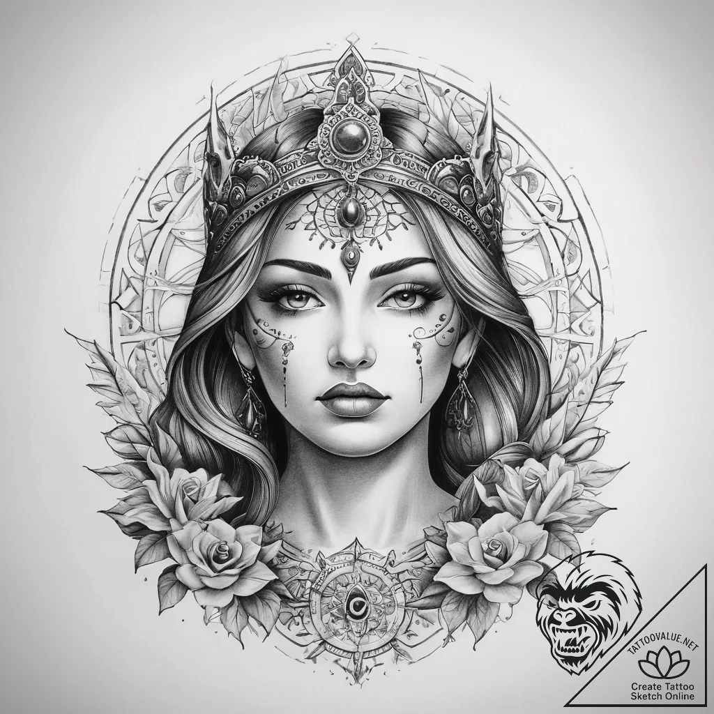Tattoo sketch spiritual scene - tattoo sketch (№1759232996_0, 30.09.2025 11:49) — tattoovalue.net