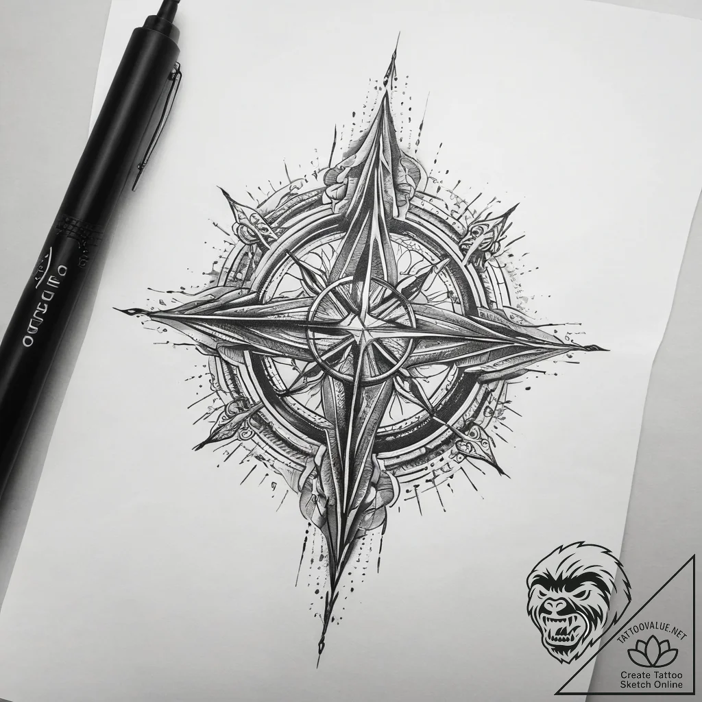 Tattoo sketch cosmic light, ink illustration... - tattoo sketch (№1759233391_0, 30.09.2025 11:56) — tattoovalue.net