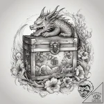 Tattoo sketch old treasure chest with a coin,… – tattoo sketch (№1759233980_0, 30.09.2025 12:06) — tattoovalue.net