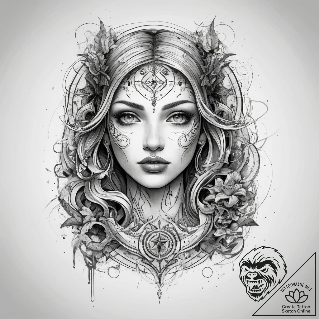 Tattoo sketch magical labyrinth, concept art... - tattoo sketch (№1759234175_0, 30.09.2025 12:09) — tattoovalue.net