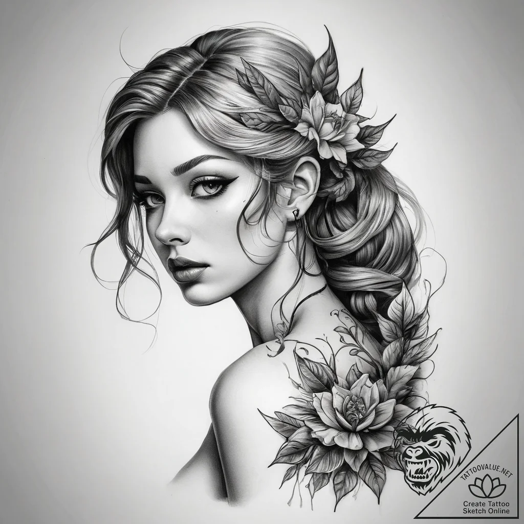 Tattoo sketch nymph tattoo - tattoo sketch (№1759234371_0, 30.09.2025 12:12) — tattoovalue.net