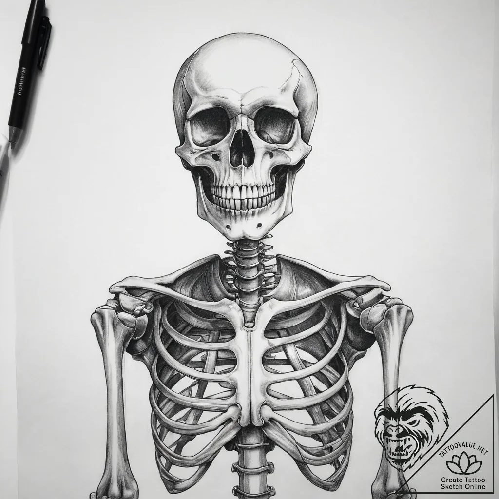 Tattoo sketch skeleton - tattoo sketch (№1759236915_0, 30.09.2025 12:55) — tattoovalue.net