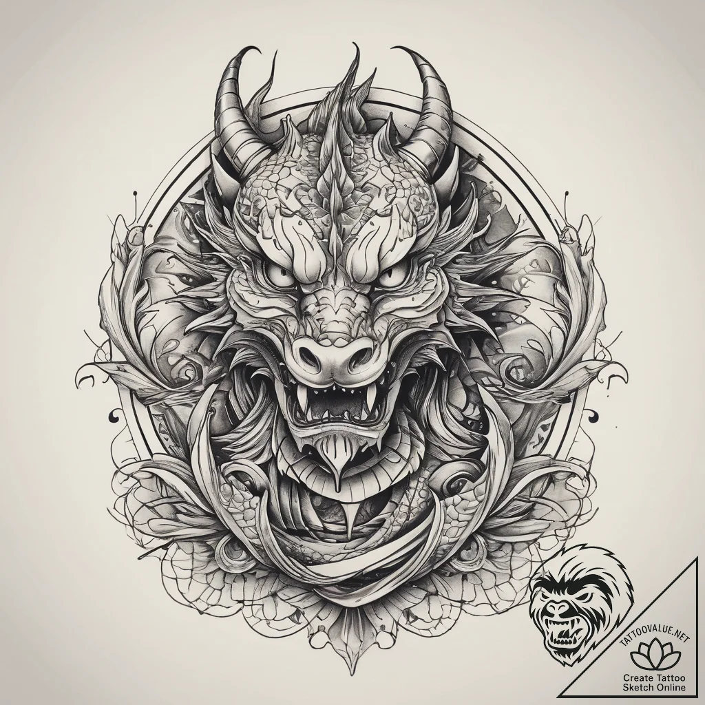 Tattoo sketch узор в виде дракона, tattoo fla... - tattoo sketch (№1759237110_0, 30.09.2025 12:58) — tattoovalue.net