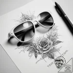 Tattoo sketch sunglasses with a quote – tattoo sketch (№1759237700_0, 30.09.2025 13:08) — tattoovalue.net