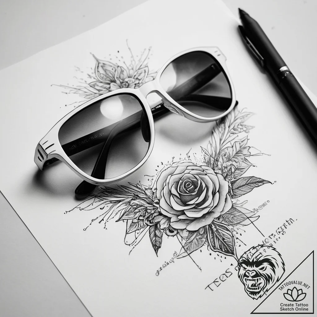 Tattoo sketch sunglasses with a quote - tattoo sketch (№1759237700_0, 30.09.2025 13:08) — tattoovalue.net