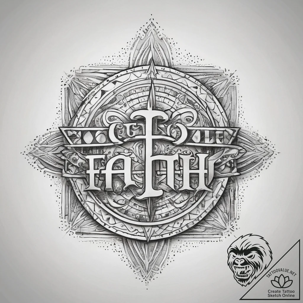Tattoo sketch faith lettering, tattoo line ar... - tattoo sketch (№1759238091_0, 30.09.2025 13:14) — tattoovalue.net