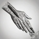 Tattoo sketch hands with a pen, ink illustrat… – tattoo sketch (№1759239265_0, 30.09.2025 13:34) — tattoovalue.net