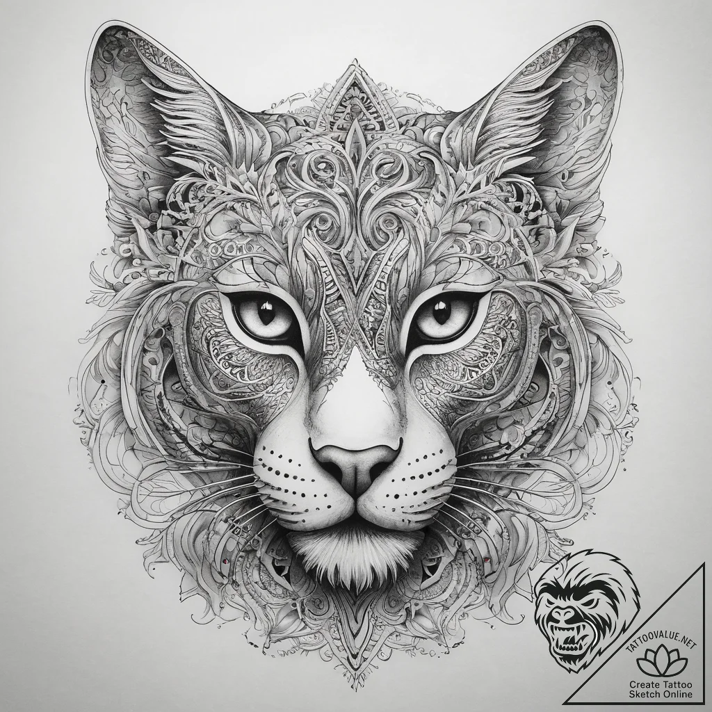 Tattoo sketch tabaxi, tattoo sketch design, b... - tattoo sketch (№1759239459_0, 30.09.2025 13:37) — tattoovalue.net