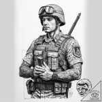 Tattoo sketch soldier with a book, concept ar… – tattoo sketch (№1759240045_0, 30.09.2025 13:47) — tattoovalue.net
