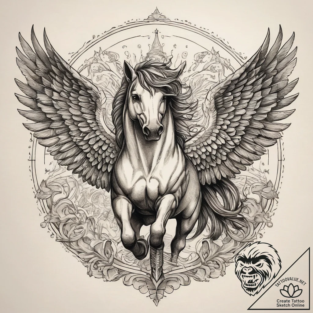 Tattoo sketch pegasus tattoo, tattoo drawing... - tattoo sketch (№1759240627_0, 30.09.2025 13:57) — tattoovalue.net