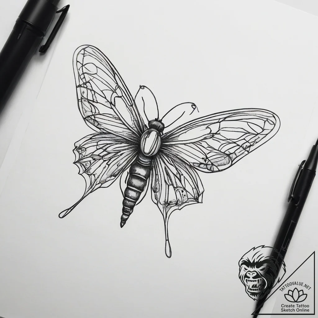 Tattoo sketch alderfly, tattoo line art, fine... - tattoo sketch (№1759241018_0, 30.09.2025 14:03) — tattoovalue.net