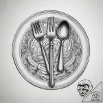 Tattoo sketch fork and spoon with a plate, in… – tattoo sketch (№1759241212_0, 30.09.2025 14:06) — tattoovalue.net