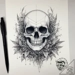 Tattoo sketch ghost with a plant, ink illustr… – tattoo sketch (№1759242187_0, 30.09.2025 14:23) — tattoovalue.net