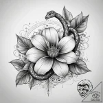 Tattoo sketch magical flower with a snake, ta… – tattoo sketch (№1759243371_0, 30.09.2025 14:42) — tattoovalue.net