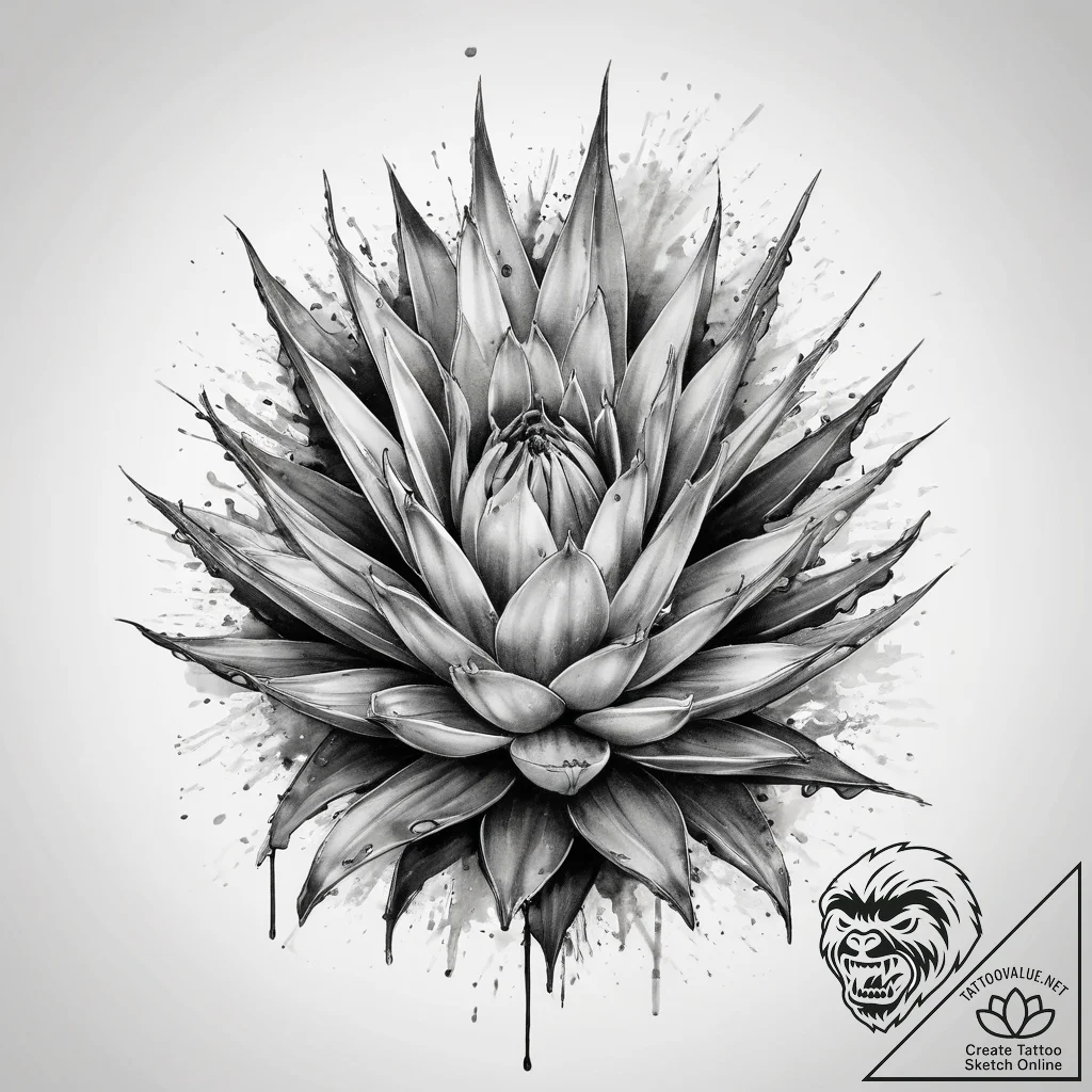 Tattoo sketch aloe vera, tattoo line art, cle... - tattoo sketch (№1759243762_0, 30.09.2025 14:49) — tattoovalue.net