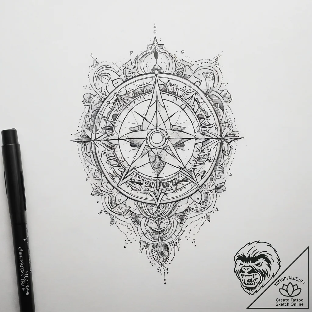 Tattoo sketch cosmic tale, concept art for ta... - tattoo sketch (№1759244347_0, 30.09.2025 14:59) — tattoovalue.net