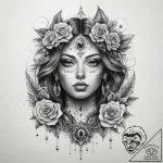 Tattoo sketch spiritual story, ink illustrati… – tattoo sketch (№1759246525_0, 30.09.2025 15:35) — tattoovalue.net