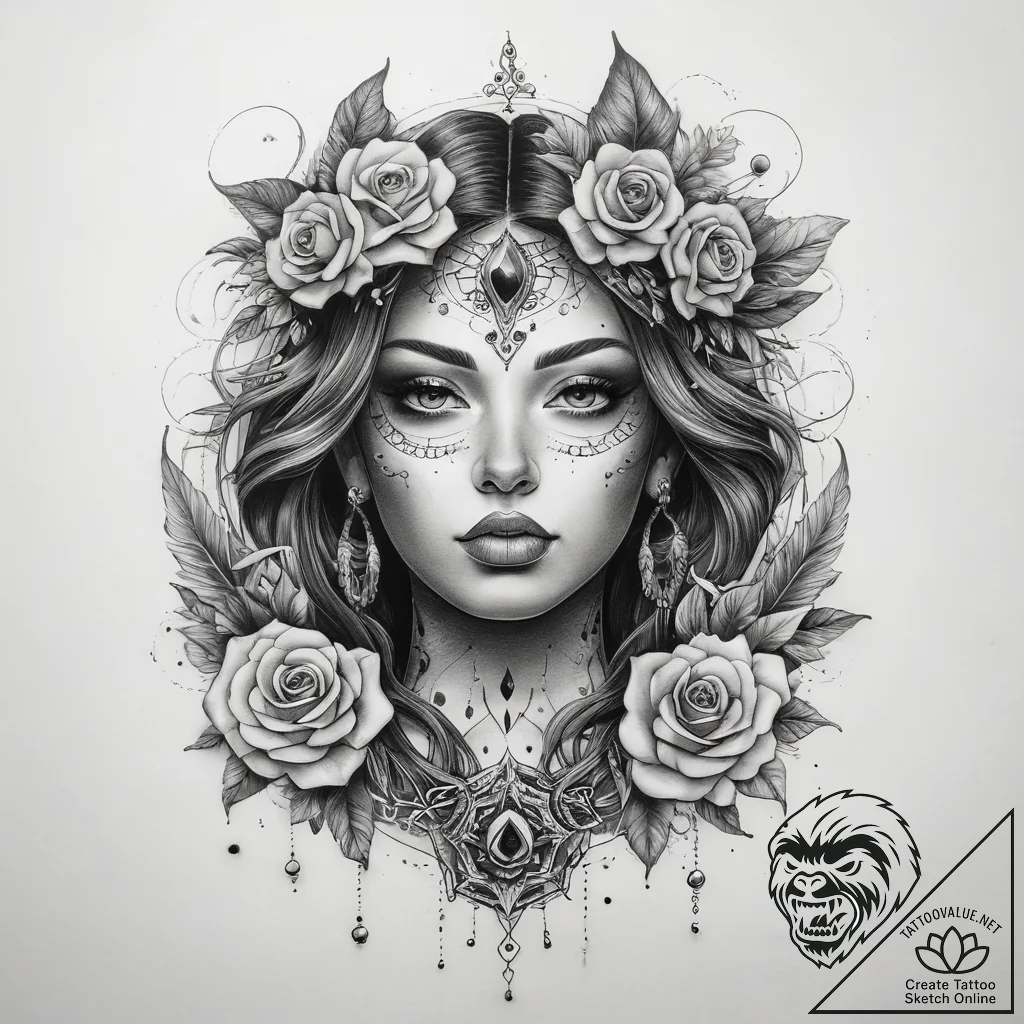 Tattoo sketch spiritual story, ink illustrati... - tattoo sketch (№1759246525_0, 30.09.2025 15:35) — tattoovalue.net