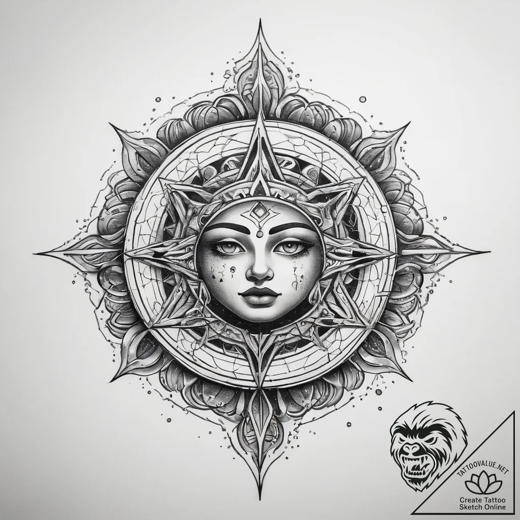 Tattoo sketch cosmic fount - tattoo sketch (№1759334918_0, 01.10.2025 16:08) — tattoovalue.net