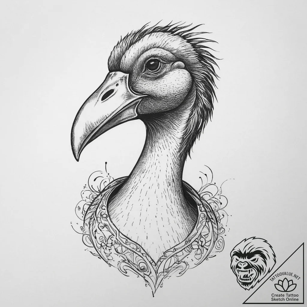 Tattoo sketch dodo bird, tattoo line art, bla... - tattoo sketch (№1759337626_0, 01.10.2025 16:53) — tattoovalue.net