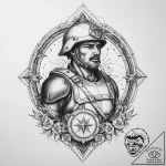 Tattoo sketch soldier with an astrology, tatt… – tattoo sketch (№1759338821_0, 01.10.2025 17:13) — tattoovalue.net