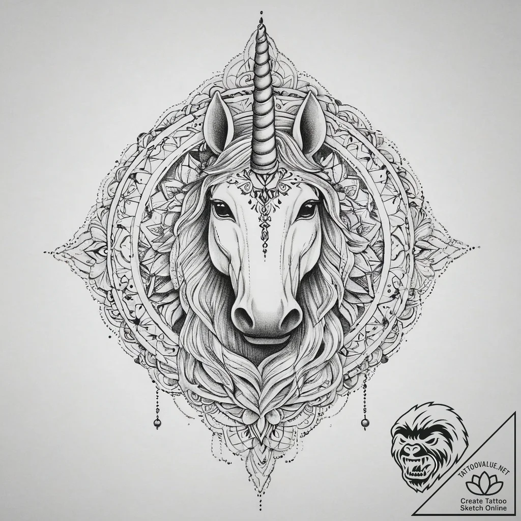 Tattoo sketch unicorn mane, tattoo sketch des... - tattoo sketch (№1759339019_0, 01.10.2025 17:16) — tattoovalue.net