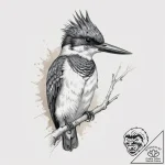 Tattoo sketch belted kingfisher, tattoo line… – tattoo sketch (№1759340604_0, 01.10.2025 17:43) — tattoovalue.net