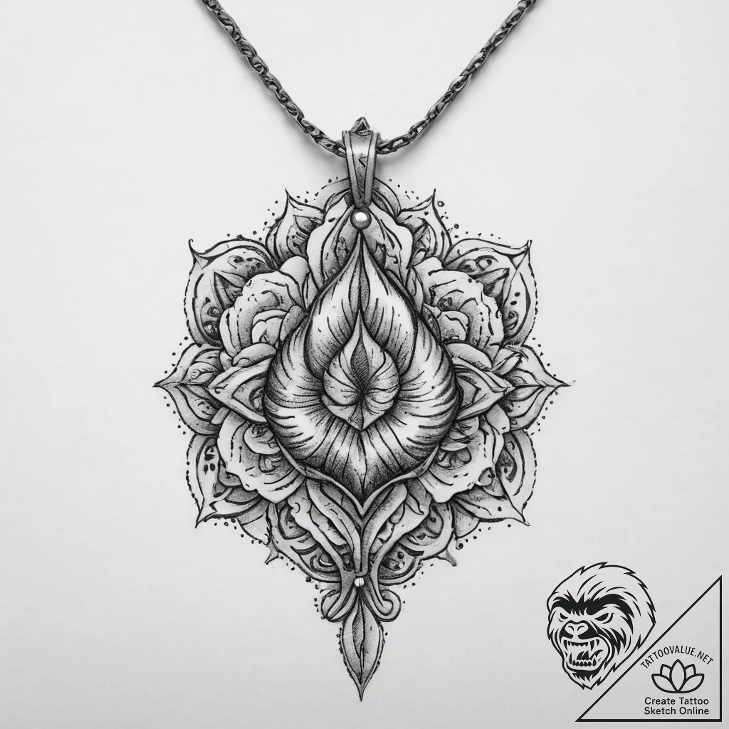 Tattoo sketch necklace with a pendant, tattoo... - tattoo sketch (№1759340801_0, 01.10.2025 17:46) — tattoovalue.net