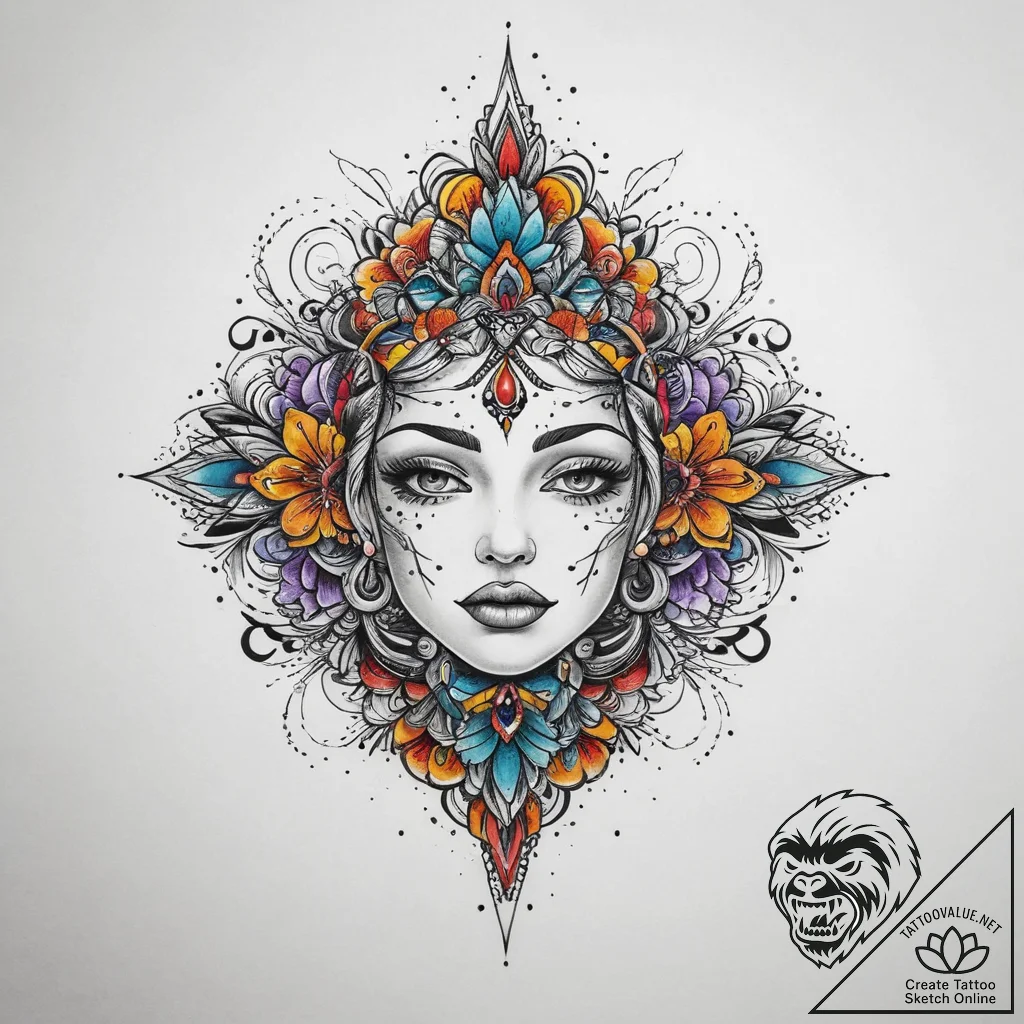 Tattoo sketch fabric with a pattern, artistic... - tattoo sketch (№1759341583_0, 01.10.2025 17:59) — tattoovalue.net