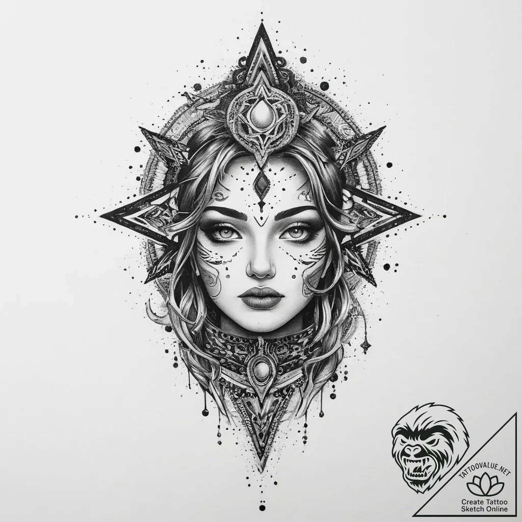 Tattoo sketch cosmic spirit, tattoo sketch de... - tattoo sketch (№1759341779_0, 01.10.2025 18:02) — tattoovalue.net