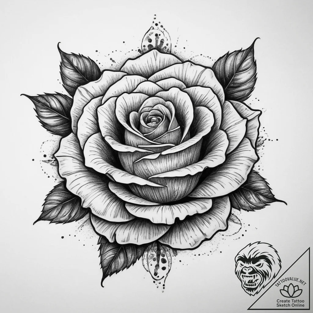 Tattoo sketch traditional и dotwork роза, tat... - tattoo sketch (№1759341977_0, 01.10.2025 18:06) — tattoovalue.net