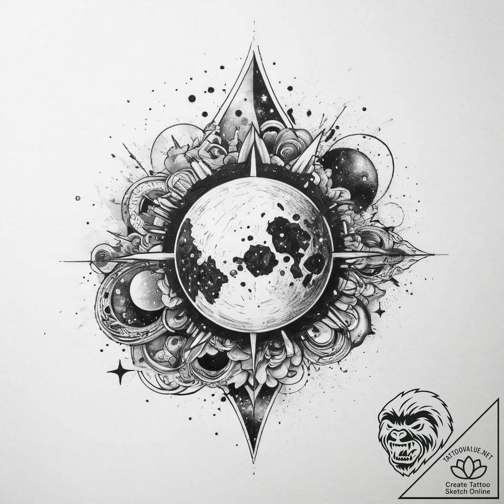 Tattoo sketch cosmic essence, concept art for... - tattoo sketch (№1759342571_0, 01.10.2025 18:16) — tattoovalue.net